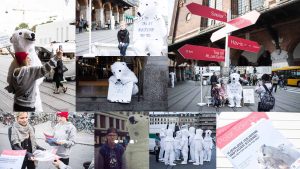 collage af Coca Cola isbjørn forskellige steder i København